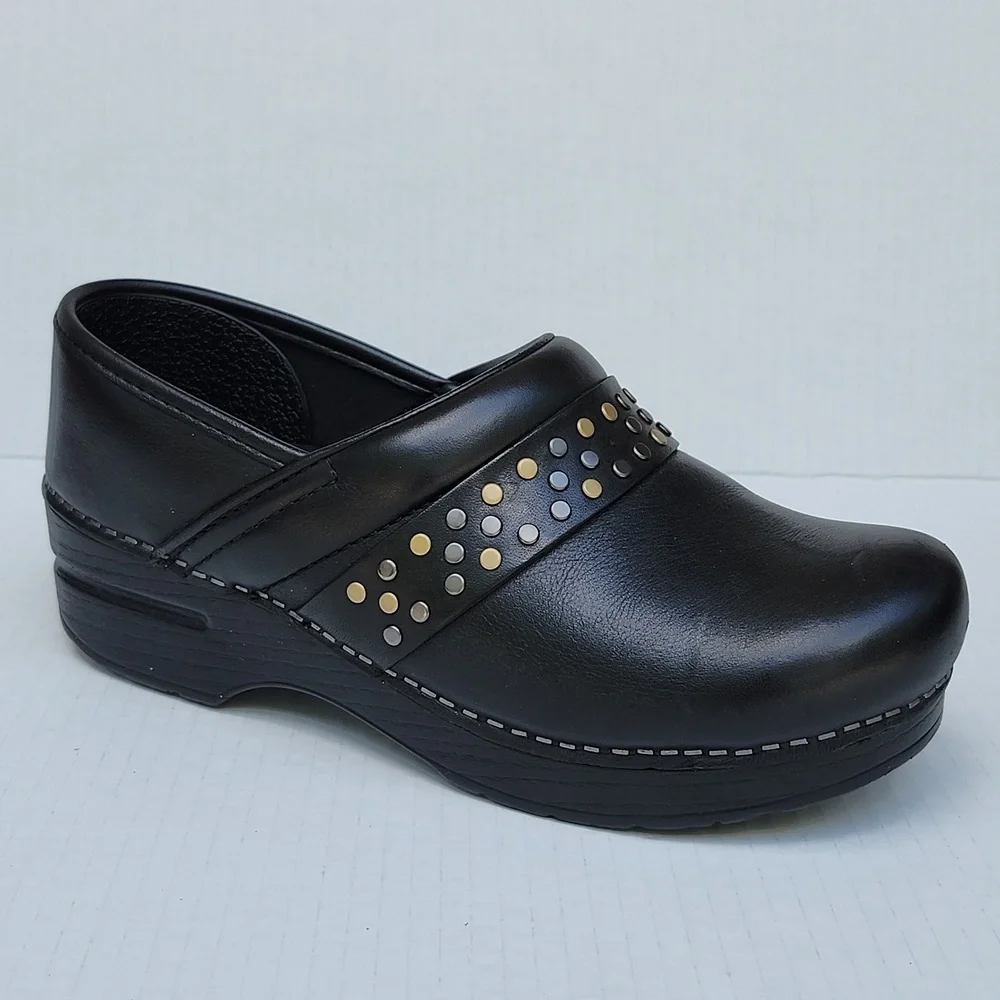 DANSKO PAVAN PROFESSIONAL BLACK NAPPA LEATHER CLOGS - Picture 10 of 11